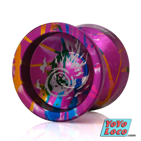 yoyofriends Armegeddon YoYo, Purple with Blue/Pink/Yellow Splash