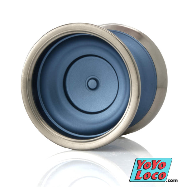 yoyofriends Graviton bi-metal yoyo, Blue w/ Raw Titanium Rings