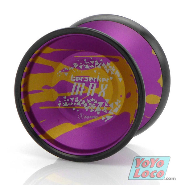 Berserker MAX YoYo by C3yoyodesign, Purple Gold Splash with Blue Rims