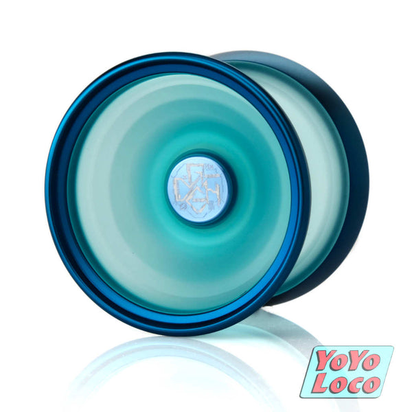 C3yoyodesign Digamma Crash YoYo, Blue translucent with Sandblasted Blue rims