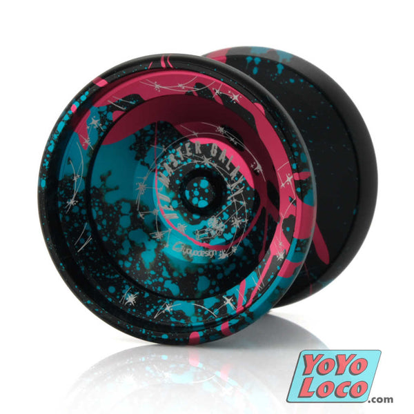 C3yoyodesign Neo Master Galaxy YoYo, Black / Teal / Pink Splash