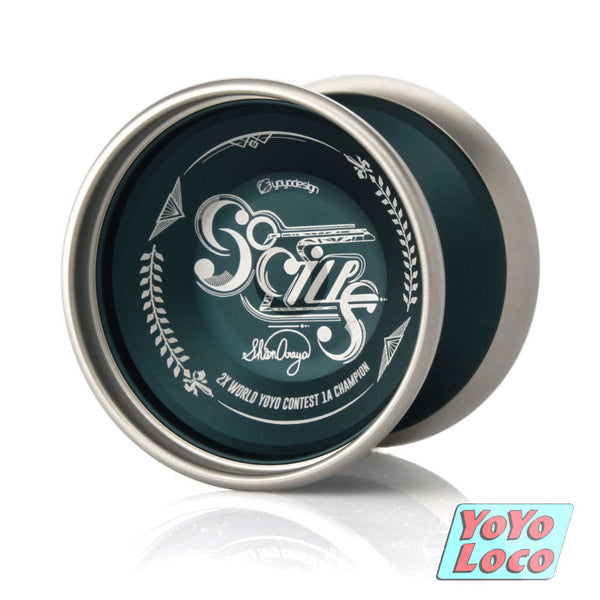 c3yoyodesign Socius bi-metal YoYo Dark Green with Sandblasted Silver rims