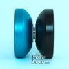 YoYoFactory DV888 YoYo, Blue / Black Split (black panther), profile view