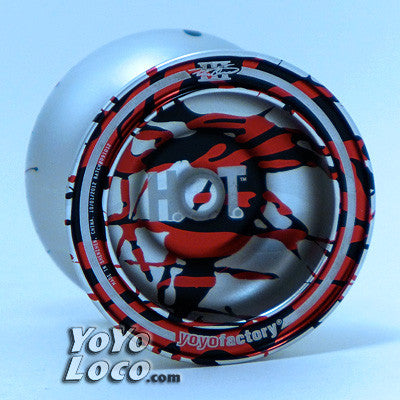 YoYoFactory HOT yoyo, Silver with Black and Red splash