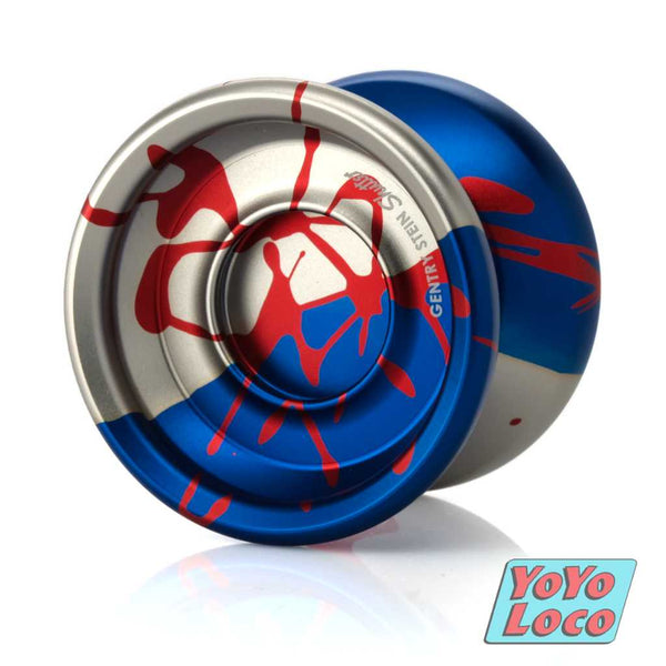YoYoFactory Shutter YoYo, Silver / Blue / Red Splash