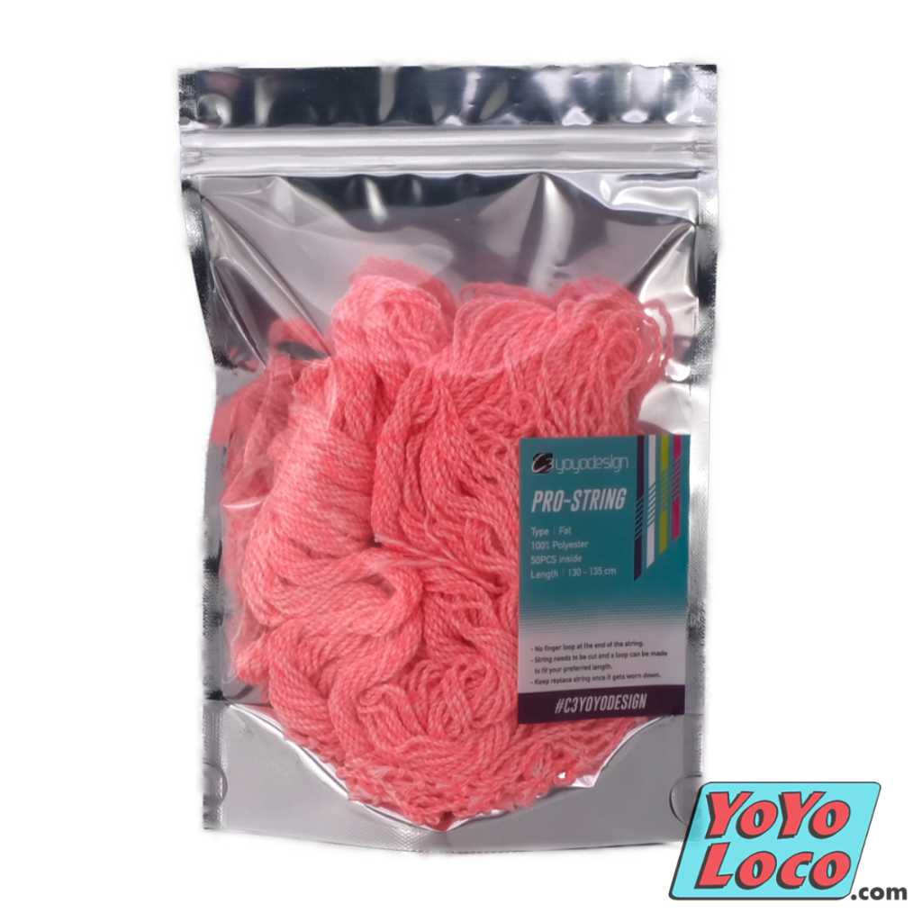 C3 Pro YoYo Strings, Fat - Pink/White Swirl Color, package of 50 strings