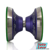 Super Scintillator YoYo by C3yoyodesign, Purple with Silver Rims and Green Wing. Profile view