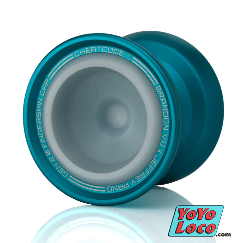     cheatcode-cheatcode-yoyo-blue  1024 × 1024px  Cheatcode YoYo, by Brandon Vu and Jeffrey Pang, Teal with White Delrin side-caps