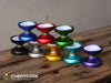 Cheatcode YoYos group photo, all colors in a stack, July 2023