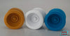 Luftverk / CLYW Plastic Peak YoYos, group photo: Caramel Orange, White, and Blue