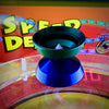 OneDrop Legendary Terrarian YoYo, Blue / Green Half Swap, on vintage pinball machine