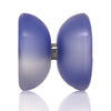 yoyofriends Carp YoYo in Dark Blue / Clear Fade - polycarbonate unresponsive yo-yo with blue-to-clear gradient and black axle hub, white background. Profile view