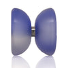yoyofriends Carp YoYo in Dark Blue / Clear Fade - polycarbonate unresponsive yo-yo with blue-to-clear gradient and black axle hub, white background. Profile view