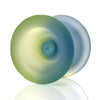 yoyofriends Carp YoYo in Yellow/Blue Fade - polycarbonate unresponsive yo-yo with yellow-green to blue gradient, white background