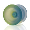 yoyofriends Carp YoYo in Yellow/Blue Fade - polycarbonate unresponsive yo-yo with yellow-green to blue gradient, white background