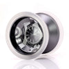 yoyofriends Clockwork bimetal yoyo Gray with raw SS rings and  Clear PC rims