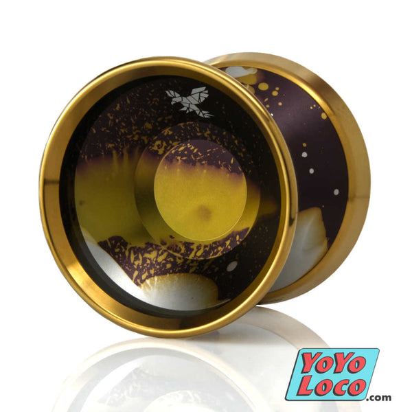 yoyofriends Peregrine X YoYo, Mangosteen Purple / Yellow / Silver Acid Wash with Gold Rings