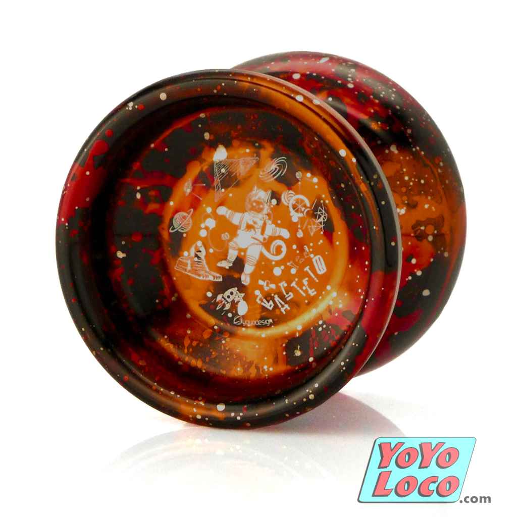 C3yoyodesign Bastet 2 YoYo, Black/ Red/ Orange acid wash