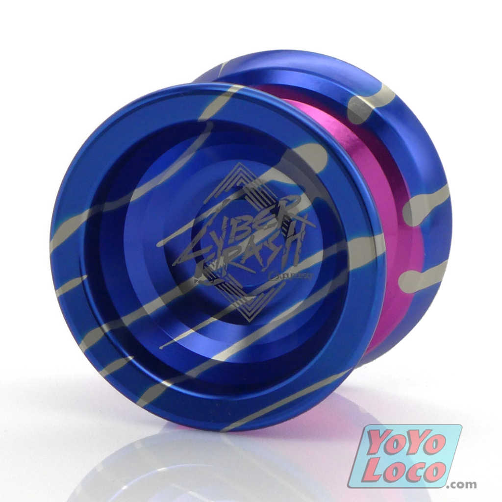 Cyber Crash YoYo by C3yoyodesign, Blue, Silver, Pink Splash