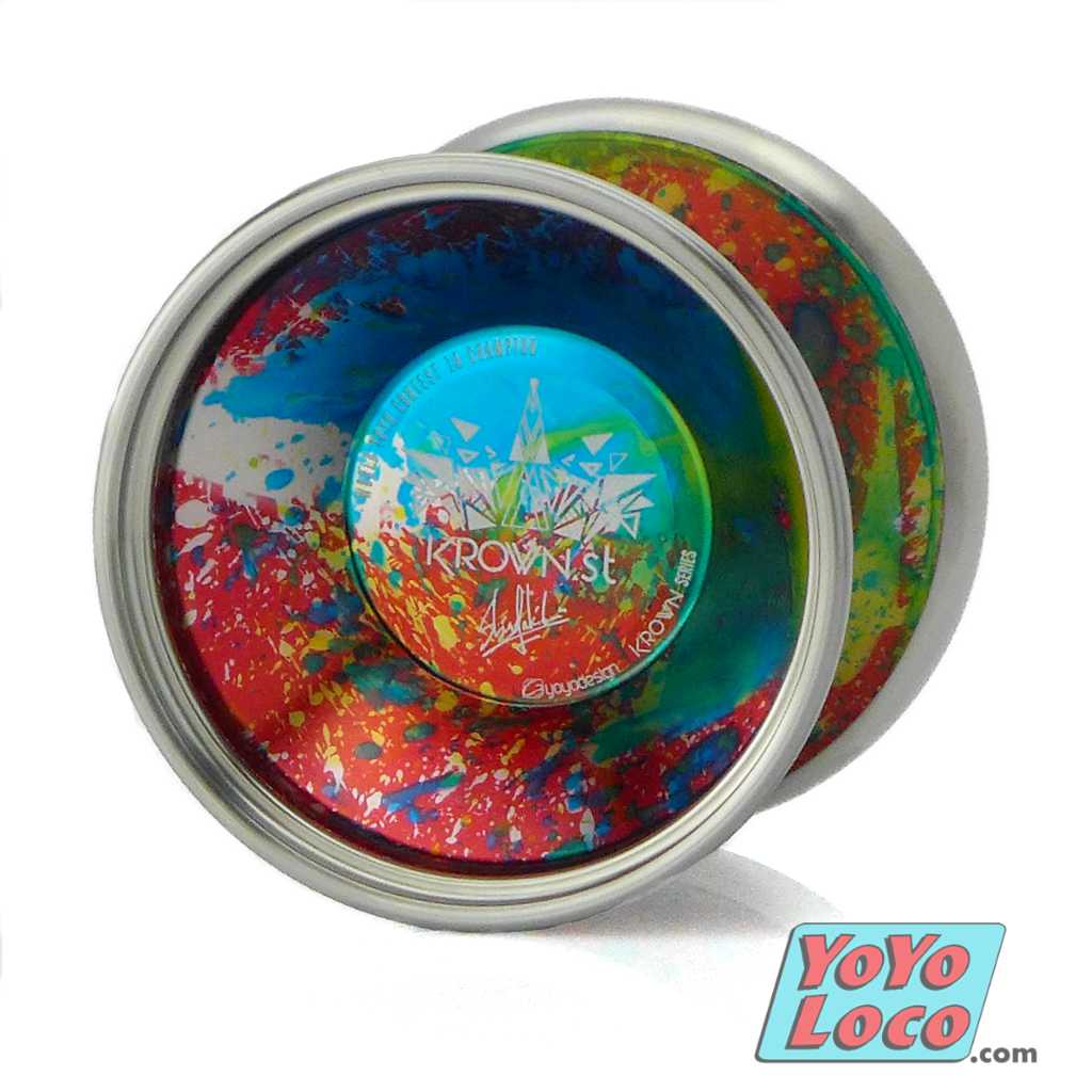 C3yoyodesign KROWN.st YoYo, Red / Blue / Green Acid Wash